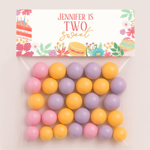 Two Sweet Floral Dessert Goodie Treat Bag Topper Card