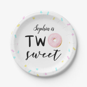 Two Sweet Girls 2nd Doughnut Theme Birthday Party Paper Plate