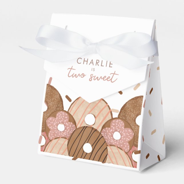 Two Sweet Girls Doughnut Birthday Favor Box (Front Side)