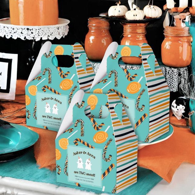 Two Sweet Halloween Candy Ghost Twins Birthday Favor Box (Creator Uploaded)