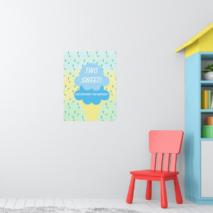 Two Sweet Ice Cream 2nd Birthday Poster