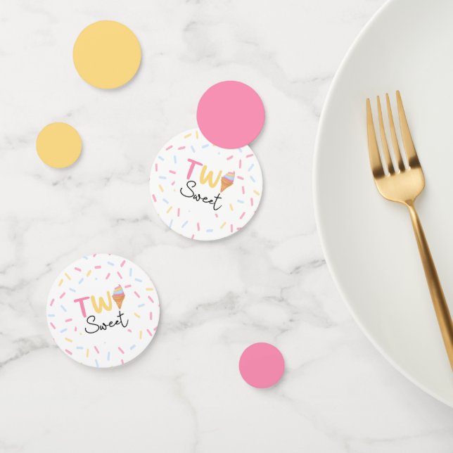 Two Sweet Ice Cream Second 2nd Birthday Party Confetti (Group)
