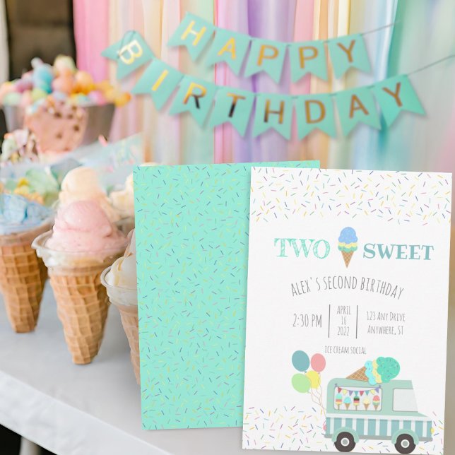 Two sweet ice cream social birthday invitation (Creator Uploaded)