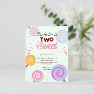 Two Sweet lollipop Sprinkles 2nd Birthday Girly Postcard