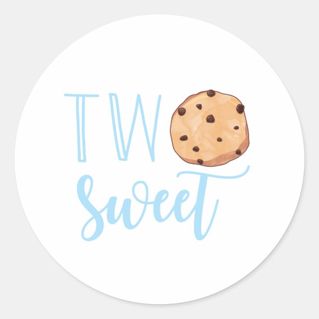 Two Sweet Milk and Cookies blue Birthday Party Classic Round Sticker (Front)