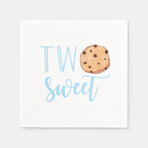 Two Sweet Milk and Cookies blue Birthday Party Napkin
