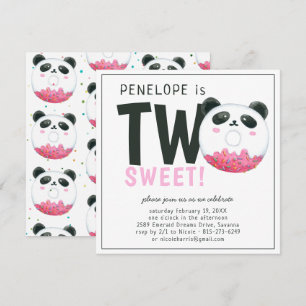 Two Sweet   Panda Doughnut 2nd Birthday Invitation