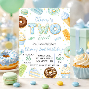 Two Sweet Pastel Doughnut Birthday Party Invitatio Invitation