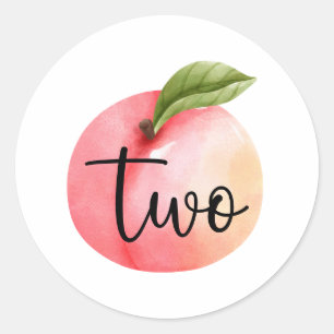Two Sweet Peach 2nd Birthday Classic Round Sticker