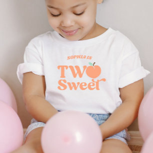Two Sweet Peach Fruit Second 2nd Birthday Party Toddler T-shirt