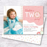 Two Sweet Pink Girl 2nd Birthday Photo Invitation<br><div class="desc">This cute pink birthday party invitation is designed for a girl turning 2. The modern text reads "(Name) is TWO sweet" accented with and frosted doughnut with sprinkles a offers a vertical photo. Photography © Storytree Studios,  Stanford,  CA</div>