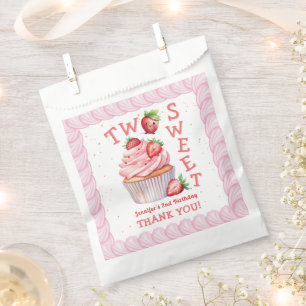 TWO Sweet! Pink Girl Strawberry 2nd Birthday Favour Bag