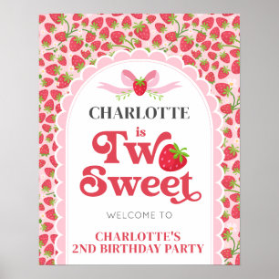 Two Sweet Strawberry 2nd Birthday 16x20 Welcome Poster
