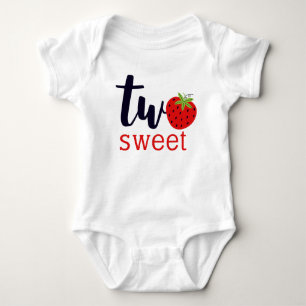 TWO Sweet Strawberry Birthday Girl 2nd Year Party Baby Bodysuit