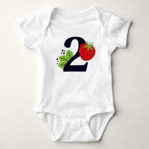 TWO Sweet Strawberry Birthday Girl 2nd Year Party  Baby Bodysuit