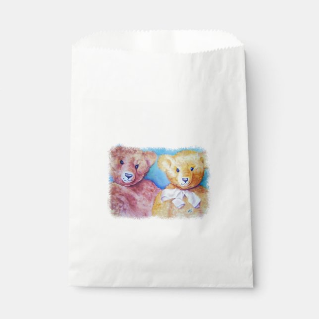 TWO SWEET TEDDY BEARS THANK YOU FAVOUR BAG (Front)