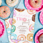 Two Sweet watercolor cute doughnuts 2nd birthday Invitation<br><div class="desc">Ready to sprinkle some sweetness to your little one's big day? Our pastel watercolor cute doughnuts invitations are the perfect icing on the cake! Let's celebrate the 2nd of many delicious years to come. Featuring cute doughnuts in chocolate, pink, heart sprinkles, glazed, doughnut cut out from 1. She is two...</div>