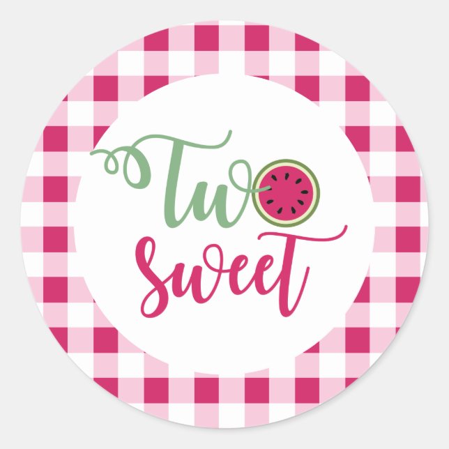 Two Sweet Watermelon 2nd Birthday Classic Round Sticker (Front)