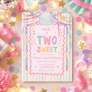 Two Sweet Whimsical Girl 2nd Birthday Party Invitation