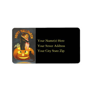 Two Sweethearts in Jack O Lantern Halloween Label