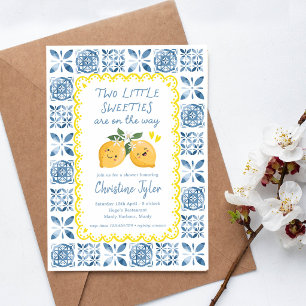 Two Sweeties Lemon Baby Shower, Twins Baby Shower  Invitation