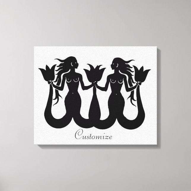 Two-Tail Mermaid Silhouette Thunder_Cove  Canvas Print (Front)