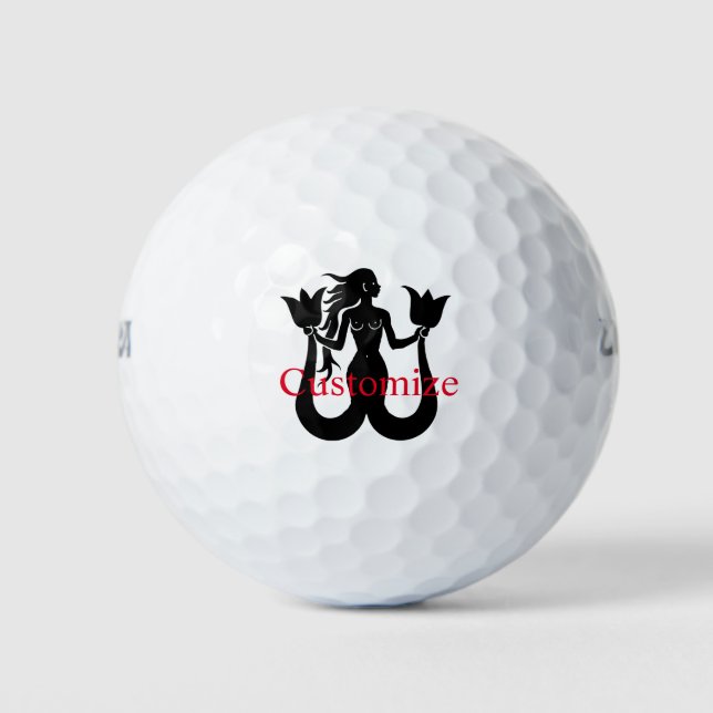  Two-Tail Mermaid Silhouette Thunder_Cove  Golf Balls (Front)