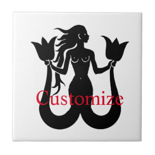 Two-Tail Mermaid Silhouette Thunder_Cove Tile