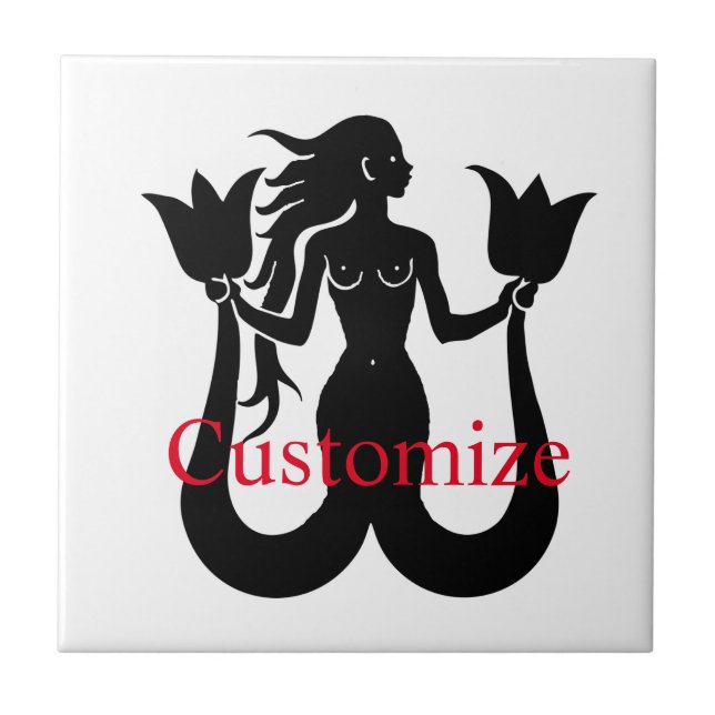  Two-Tail Mermaid Silhouette Thunder_Cove Tile (Front)