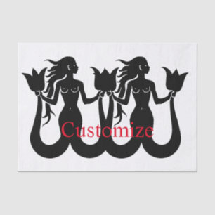  Two Tail Mermaid Silhouette Thunder_Cove  Tissue Paper