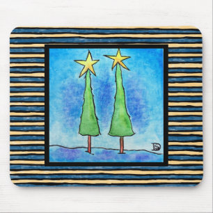 Two Tall Christmas Trees Mouse Pad