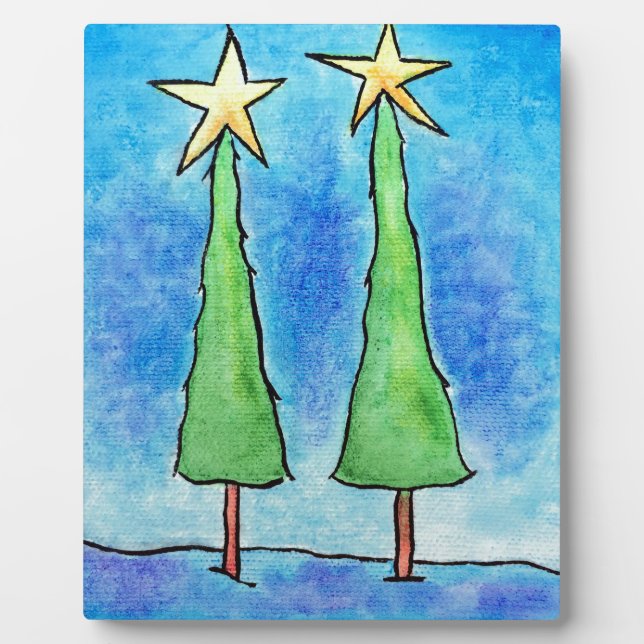 Two Tall Christmas Trees Plaque (Front)