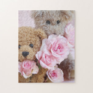 Two teddy bears holding roses jigsaw puzzle