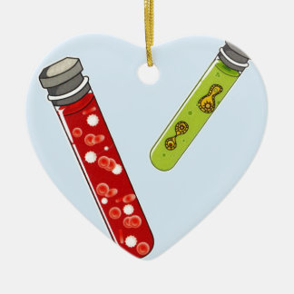 Two test tubes red blood cells virus ceramic ornament