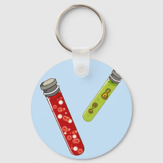 Two test tubes red blood cells virus keychain
