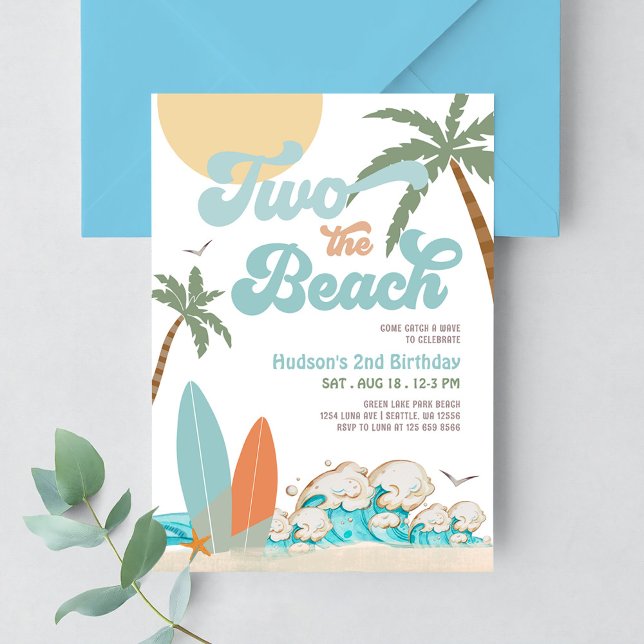 Two The Beach Boy Surf Surfing 2nd Birthday Invitation (Creator Uploaded)