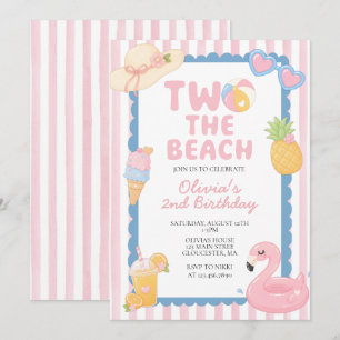 Two the Beach Coastal Summer 2nd birthday Invitation
