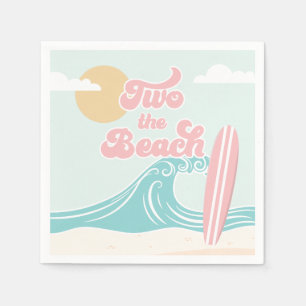 Two the Beach Pink Surf Beach Birthday Napkin
