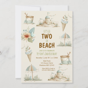 Two the Beach Summer Kids Birthday Invitation