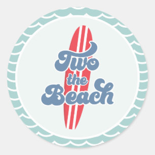 Two the Beach Surf Beach 2nd Birthday Classic Round Sticker