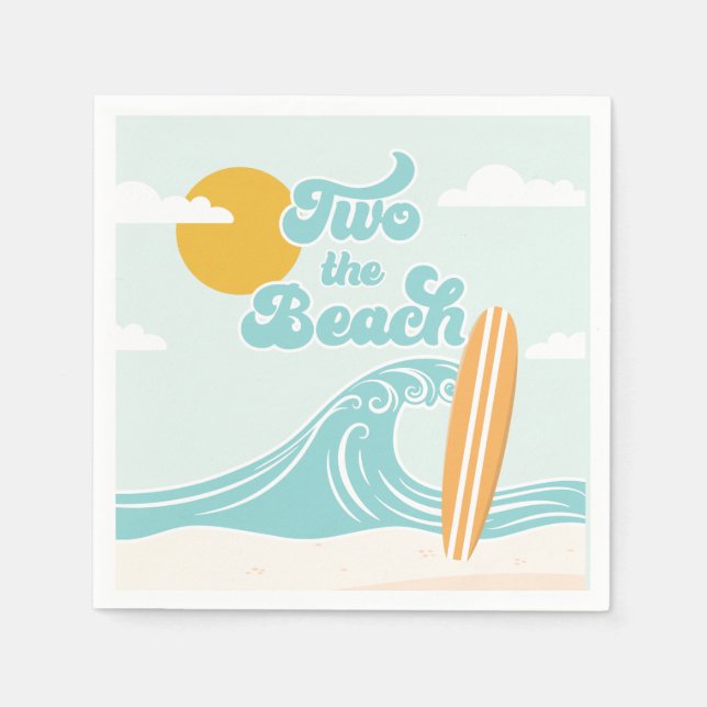 Two the Beach Surf Beach 2nd Birthday Napkin (Front)
