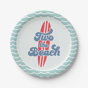 Two the Beach Surf Beach 2nd Birthday Paper Plates