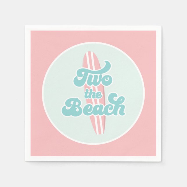 Two the Beach Surf Beach 2nd Birthday Paper Plates Napkin (Front)