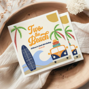 Two The Beach Surf Blue 2nd Birthday Party Napkin