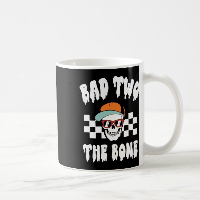 Two The Bone Funny 2nd Birthday Halloween Skeleton Coffee Mug (Right)