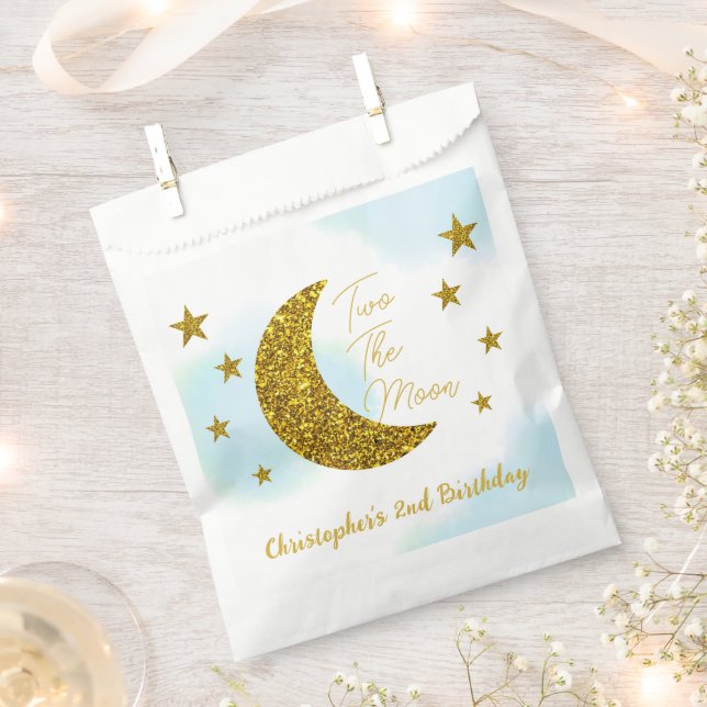 Two The Moon 2nd Birthday Favour Bag (Clipped)
