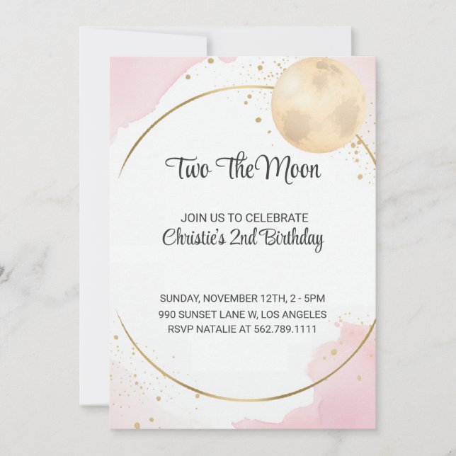 Two The Moon 2nd Birthday Invitation (Front)