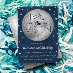 Two The Moon 2nd Birthday Invitation