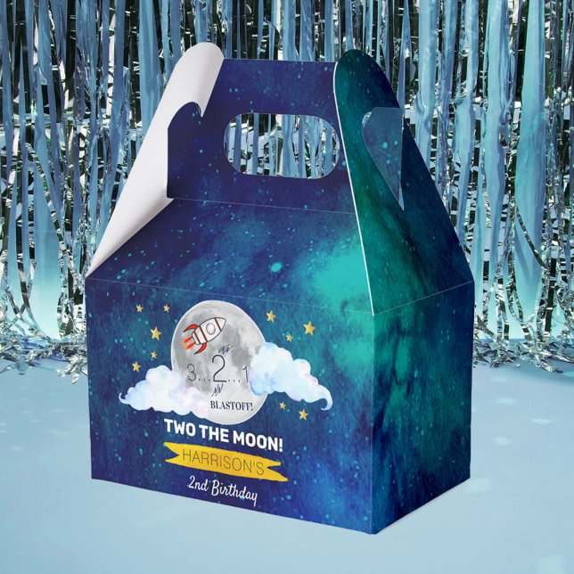 Two The Moon 2nd Birthday Party Favor Box (Creator Uploaded)