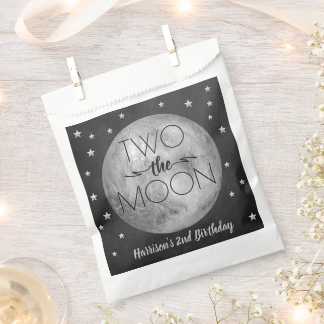 Two The Moon 2nd Birthday Party Favour Bag (Clipped)